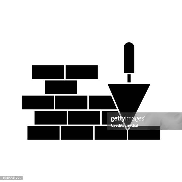 brickworks icon solid style. vector icon design element for web page, mobile app, ui, ux design - concrete work stock illustrations