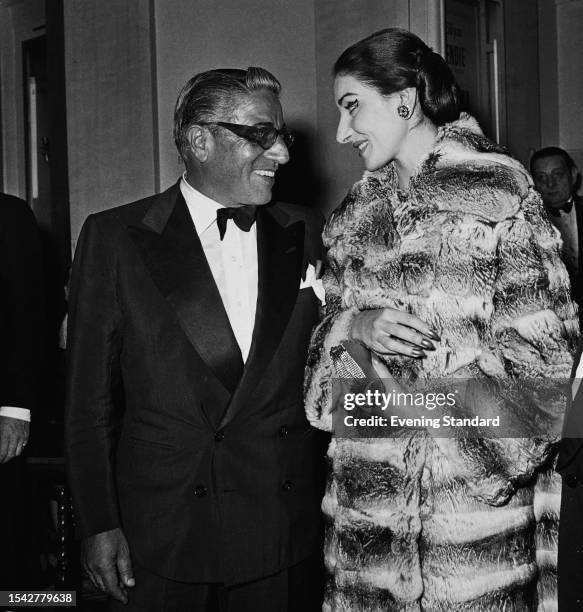 Greek shipping tycoon Aristotle Onassis and operatic soprano Maria Callas pictured together in London, June 24th 1959.