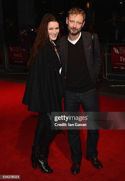 Actor John Simm and wife Kate Magowan attend the premiere of 'Everyday' during the 56th BFI London Film Festival at the Odeon West End on October 17,...