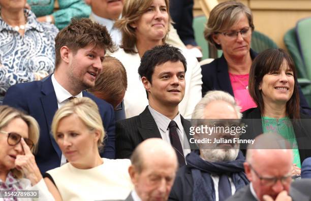 Musician, Jamie Cullum is seen in the Royal Box ahead of the Men's Singles Semi Finals on day twelve of The Championships Wimbledon 2023 at All...