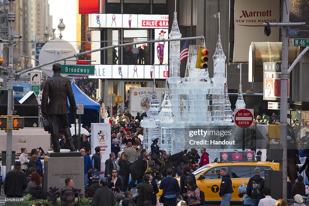 Disney Parks Builds A Giant Ice Castle In Times Square To Announce "Limited Time Magic" For 20113