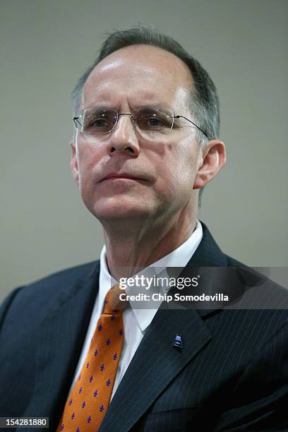 JetBlue CEO Dave Barger delivers the keynote address during an Aero Club luncheon at the Captial Hilton October 17, 2012 in Washington, DC. Earlier...