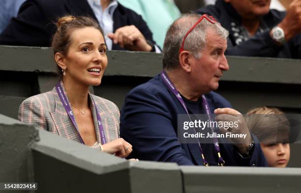 Jelena Djokovic looks on ahead of the Men's Semi Final Match between Novak Djokovic of Serbia and Jannik Sinner of Italy during day twelve of The...