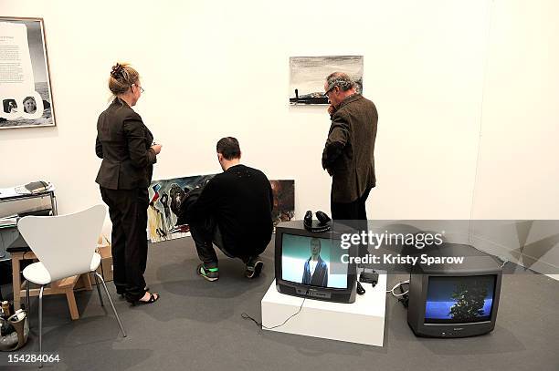 General view during the FIAC 2012 international contemporary art fair at the Grand Palais on October 17, 2012 in Paris, France.