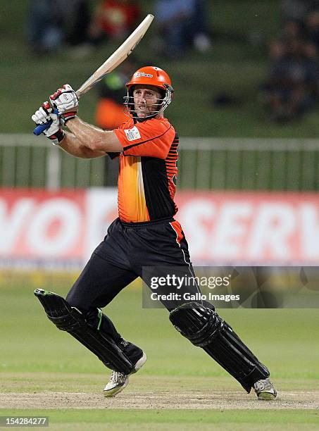 Simon Katich of Perth Scorchers bats during the Karbonn Smart CLT20 match between Kolkata Knight Riders and Perth Scorchers at Sahara Stadium...