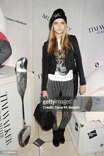 Cara Delevingne attends a private view of 'Tim Walker: Story Teller' supported by Mulberry at Somerset House on October 17, 2012 in London, England.