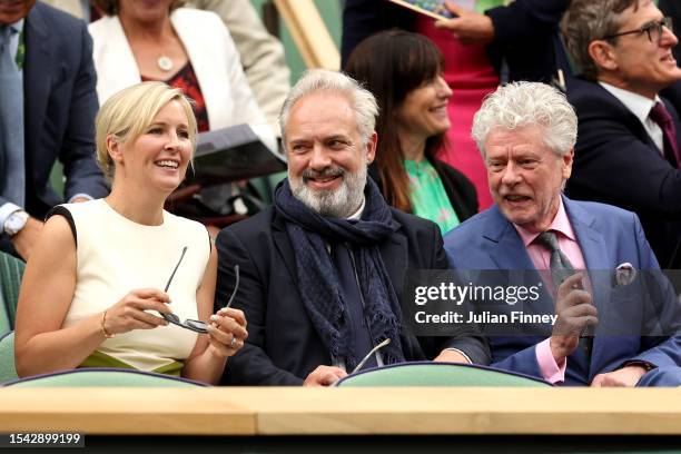 Alison Balsom and Sir Sam Mendes watch on from the royal box ahead of the Men's Semi Final Match between Novak Djokovic of Serbia and Jannik Sinner...