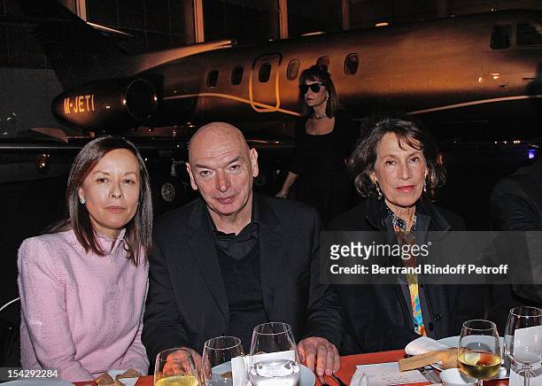 Madame Bernard Ruiz Picasso, architect Jean Nouvel, who designed the new Gagosian Gallery, and Princess Marina de Grece attend a private dinner...