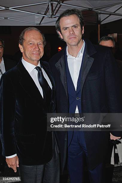 Jean-Claude Meyer and Guillaume Houze attend a private dinner hosted at Gagosian Gallery in Honor of 'Morgenthau Plan' Exhibition of Anselm Kiefer at...