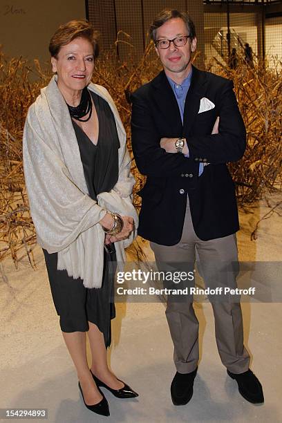 Olivier Berggruen and Carmen Gimenez attend a private dinner hosted at Gagosian Gallery in Honor of 'Morgenthau Plan' Exhibition of Anselm Kiefer at...