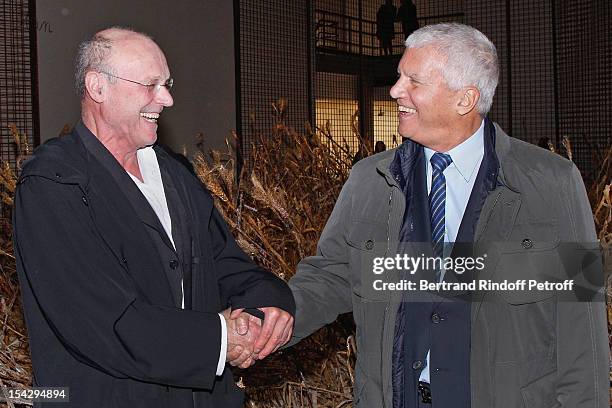 Artist Anselm Kiefer and art dealer Larry Gagosian attend a private dinner hosted at Gagosian Gallery in Honor of 'Morgenthau Plan' Exhibition of...