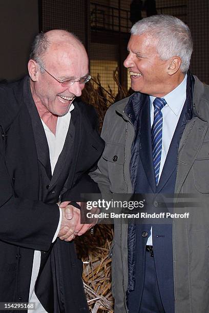 Artist Anselm Kiefer and art dealer Larry Gagosian attend a private dinner hosted at Gagosian Gallery in Honor of 'Morgenthau Plan' Exhibition of...