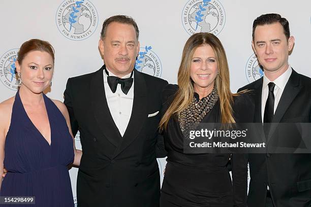 Samantha Bryant, actor Tom Hanks, actress Rita Wilson and actor Colin Hanks attend the 2012 Arts For Humanity Gala at New York Public Library on...