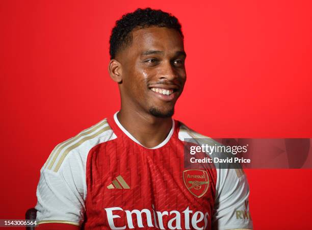 Jurrien Timber Arsenal's latest signing at London Colney on July 14, 2023 in St Albans, England.