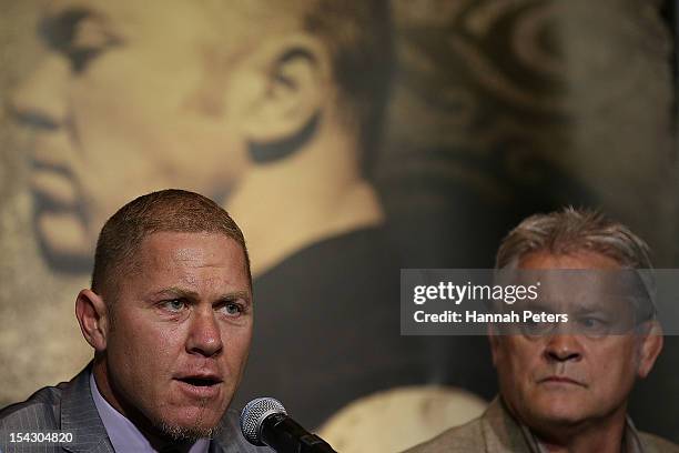 Shane Cameron speaks during a press conference at Sky City Convention Centre on October 18, 2012 in Auckland, New Zealand.