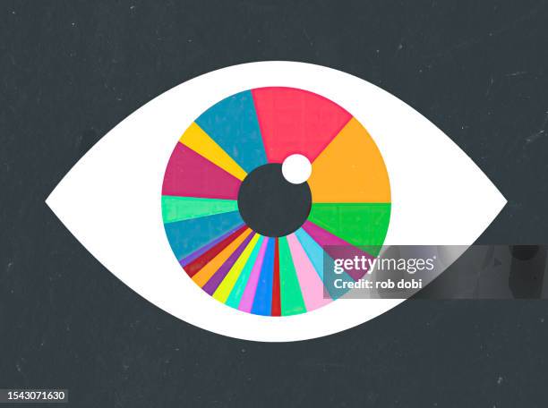 graphic eyeball made out of a pie chart - eye illustration stock pictures, royalty-free photos & images