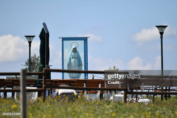 This photograph taken on April 21 shows the Madonna of Trevignano, north of Rome. Since the lacrimation of the Virgin of Tears in Syracuse in 1953,...