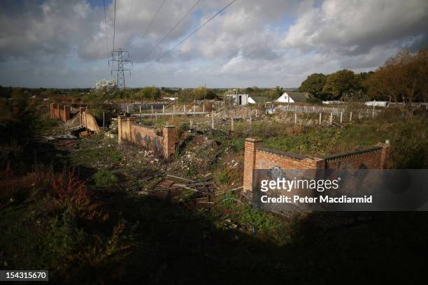 Dale Farm travellers site remains derelict on October 17, 2012 near Basildon, England. A year after local authorities evicted residents from Dale...