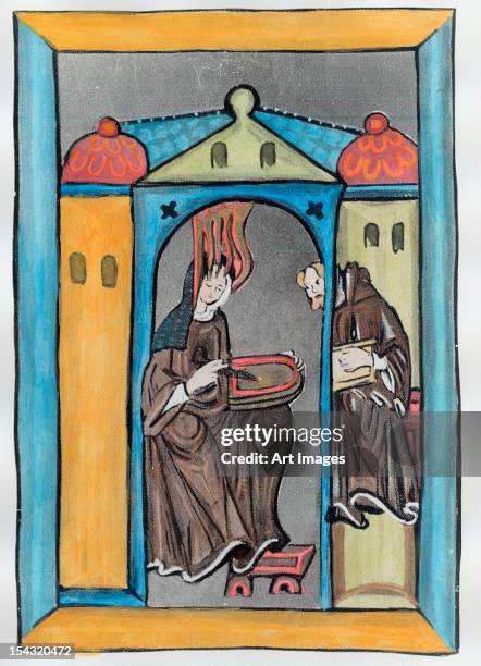Hildegard of Bingen receiving the Light from Heaven, c.1151