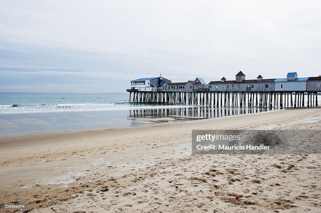 Old Orchard Beach pier in the winter.