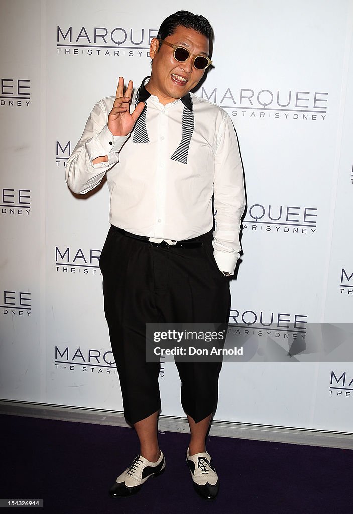 Psy Arrives For Performance At Marquee Night Club