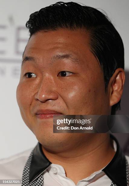 South Korean rapper Psy arrives for his only night club performance during his Sydney visit at Marquee at the Star on October 18, 2012 in Sydney,...