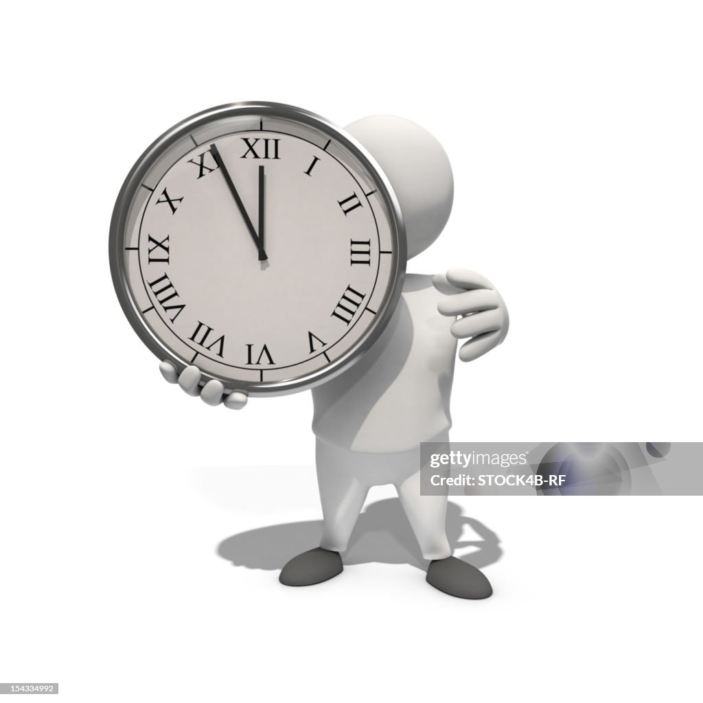 Clock Humanized Anthropomorphic Figure Holding Clock Cgi High-Res Vector Graphic ...