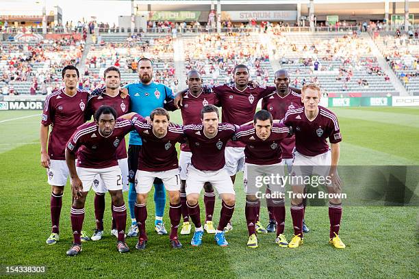 The starting lineup ofthe Colorado Rapids pose for a photo before their MLS match againstChivas USA at Dick's Sporting Goods Park September 18, 2012...