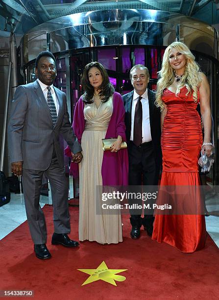 Former football player Pele with his wife, Antonio Caliendo and Alessandra Canale attend the Golden Foot Award 2012 ceremony at Monte-Carlo Sporting...