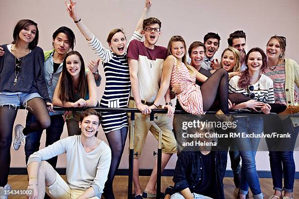 dance students posing at barre - falmouth england stock pictures, royalty-free photos & images