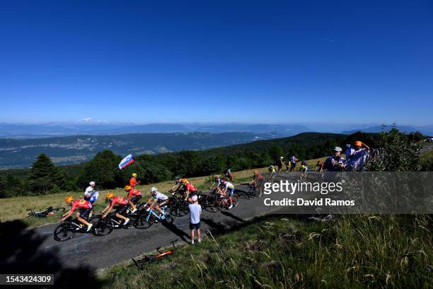 Jonas Abrahamsen of Norway, Jonas Gregaard of Denmark and Uno-X Pro Cycling Team, Oliver Naesen of Belgium and Ag2R Citroën Team and a general view...