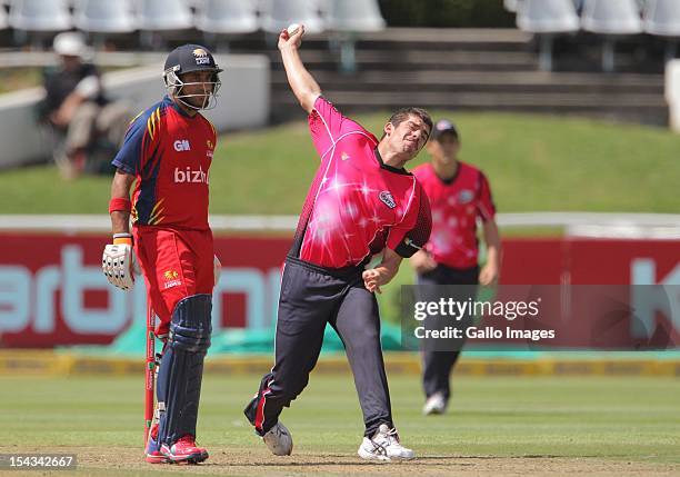 Moises Henriques of the Sydney Sixers during the Karbonn Smart CLT20 match between bizbub Highveld Lions and Sydney Sixers at Sahara Park Newlands on...