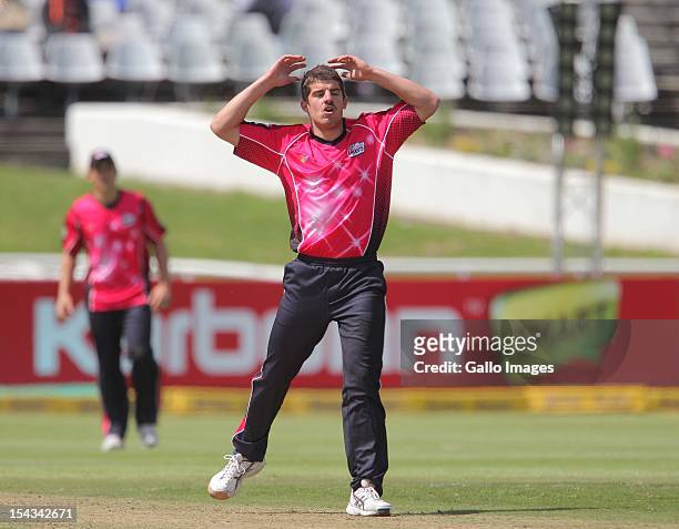 Moises Henriques of the Sydney Sixers during the Karbonn Smart CLT20 match between bizbub Highveld Lions and Sydney Sixers at Sahara Park Newlands on...