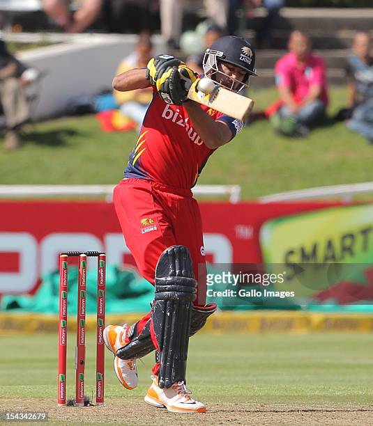 Sohail Tanveer of the Highveld Lions during the Karbonn Smart CLT20 match between bizbub Highveld Lions and Sydney Sixers at Sahara Park Newlands on...