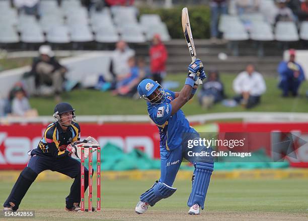 Dwayne Smith of the Mumbai Indians during the Karbonn Smart CLT20 match between Mumbai Indians and Yorkshire at Sahara Park Newlands on October 18,...