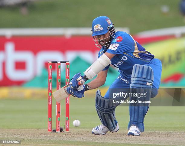 Sachin Tendulkar of the Mumbai Indians during the Karbonn Smart CLT20 match between Mumbai Indians and Yorkshire at Sahara Park Newlands on October...