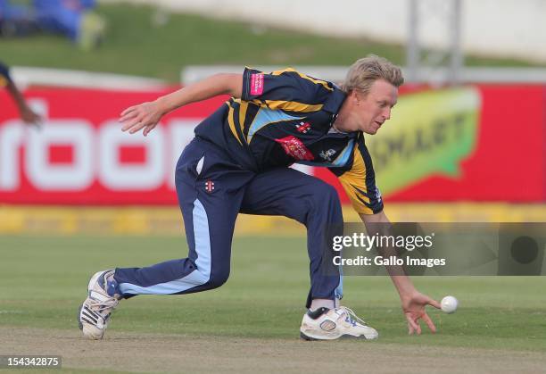 Steve Patterson of Yorkshire Carnegie during the Karbonn Smart CLT20 match between Mumbai Indians and Yorkshire at Sahara Park Newlands on October...