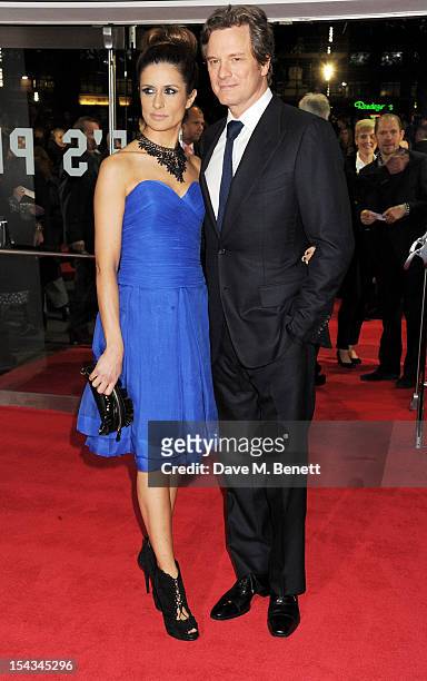 Livia Firth and Colin Firth attend the Gala Premiere of 'Crossfire Hurricane' during the 56th BFI London Film Festival at Odeon Leicester Square on...