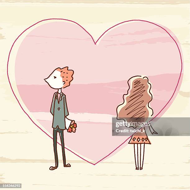 waiting - romantic couple back stock illustrations