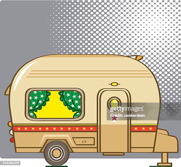 old caravan - long weekend stock illustrations