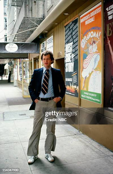 Season 1 -- Pictured: -- Host David Letterman in Shubert Alley