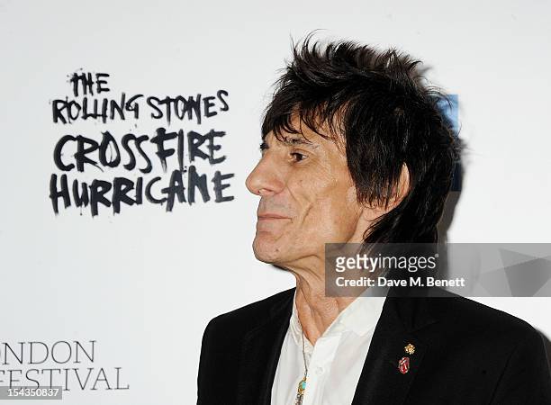 Ronnie Wood attends the Gala Premiere of 'Crossfire Hurricane' during the 56th BFI London Film Festival at Odeon Leicester Square on October 18, 2012...