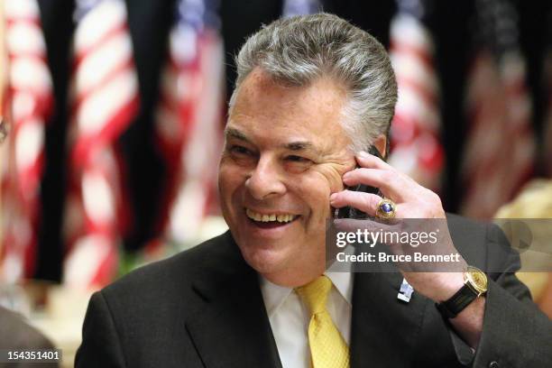 Rep. Peter T. King attends an appearance by former Vice President Dick Cheney at the Long Island Association fall luncheon at the Crest Hollow...