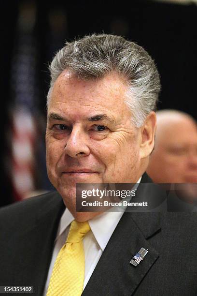 Rep. Peter T. King attends an appearance by former Vice President Dick Cheney at the Long Island Association fall luncheon at the Crest Hollow...
