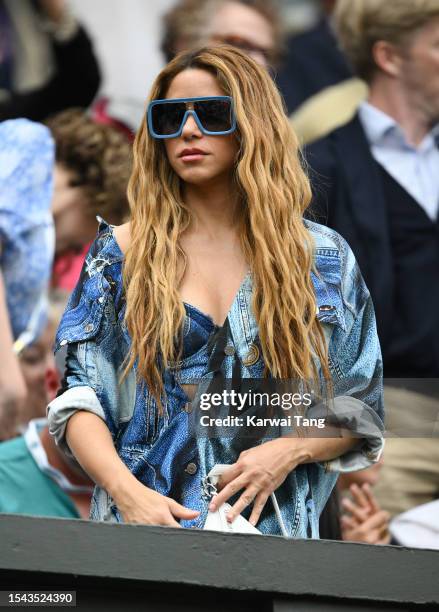 Shakira attends day twelve of the Wimbledon Tennis Championships at All England Lawn Tennis and Croquet Club on July 14, 2023 in London, England.