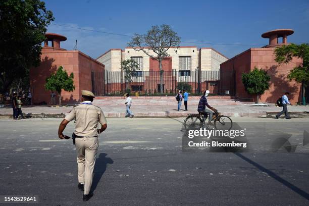 The new Parliament building in New Delhi, India, on Thursday, July 20, 2023. Ahead of India's 2024 general election, Prime Minister Narendra Modi's...