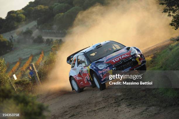 Mikko Hirvonen of Finland and Jarmo Lehtinen of Finland compete in their Citroen Total WRT Citroen DS3 WRC during the Shakedown of the WRC Italy on...