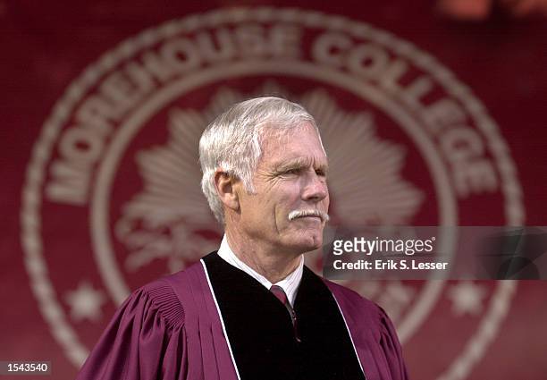 Ted Turner, Vice Chairman of AOL Time Warner, receives an honorary degree from Morehouse College during 2002 commencement ceremonies May 19, 2002 in...