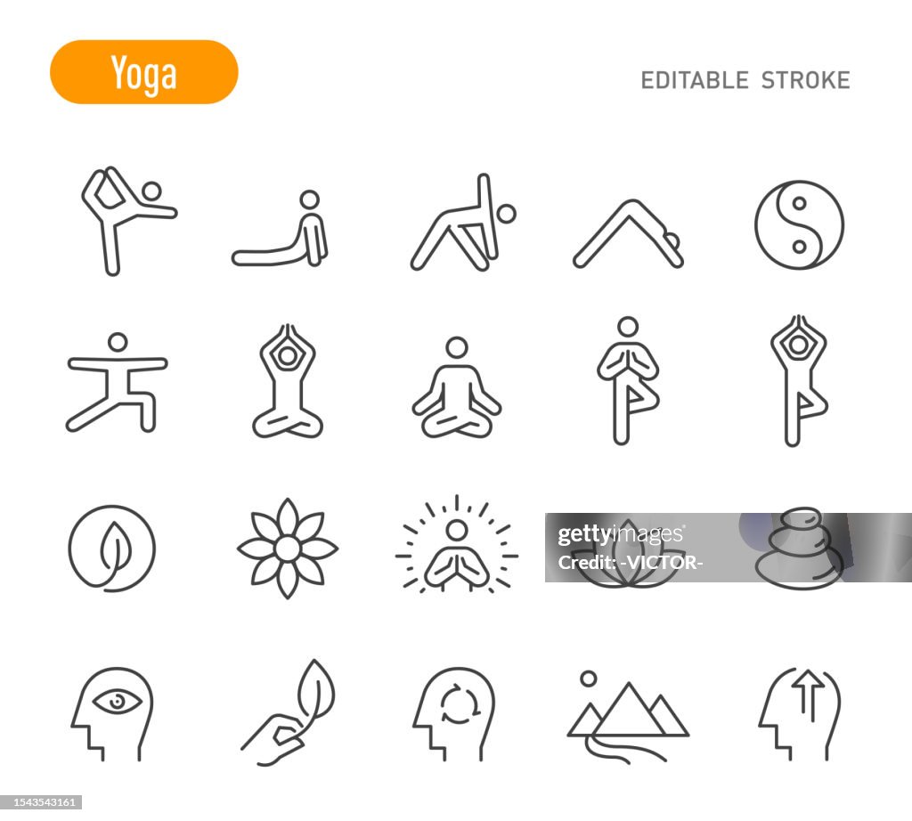 Yoga Icons - Linienserie - Editierbarer Strich