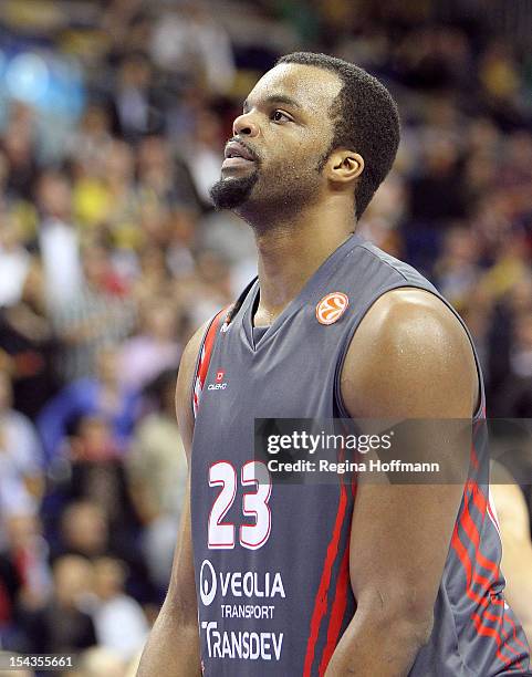 Shelden Williams, #23 of Elan Chalon-sur-Saone after the 2012-2013 Turkish Airlines Euroleague Regular Season Game Day 2 between Alba Berlin v Elan...